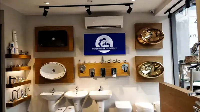 Devanture de la boutique du plombier Faure, 36 rue de Bondy à Villemomble